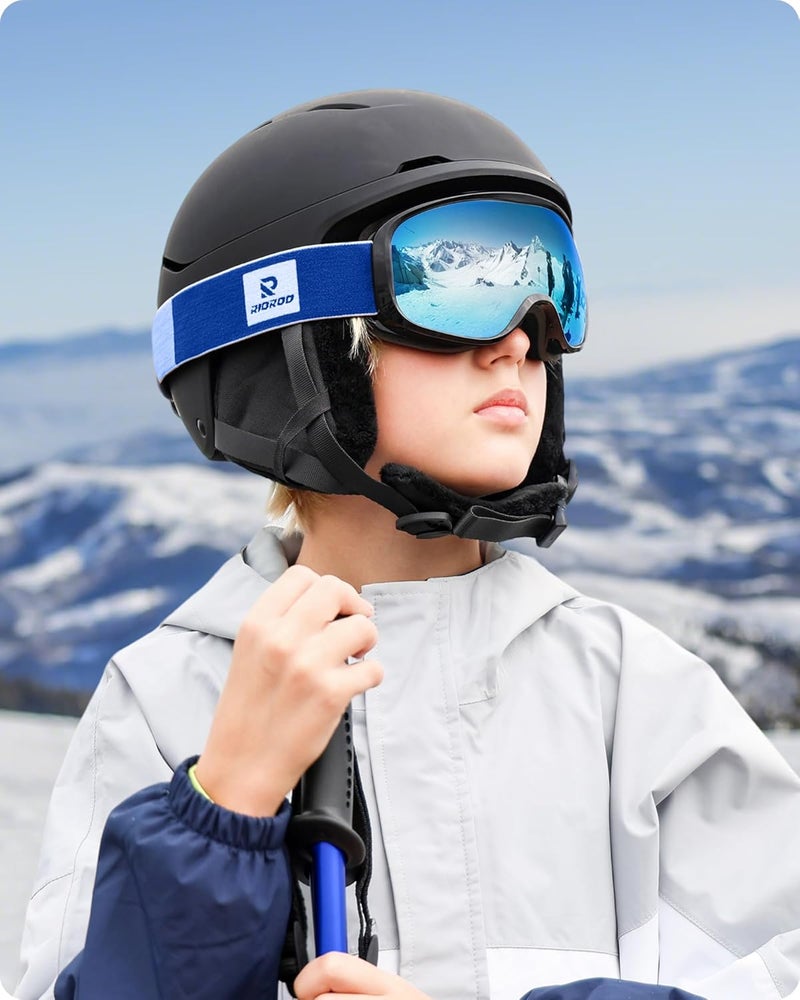 RIOROO Kids Ski Goggles for Boys Girls Aged 3-14, 100% UV Protection OTG Ski Goggles - Image 2